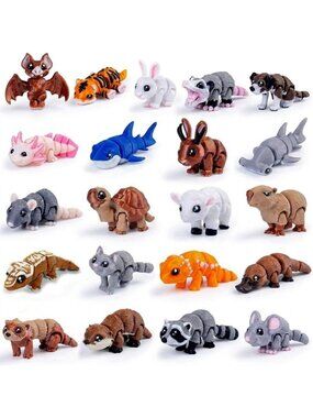 21 Pcs Mini 3D Animal Figurines Set - Movable Joints, Detailed Collectibles for